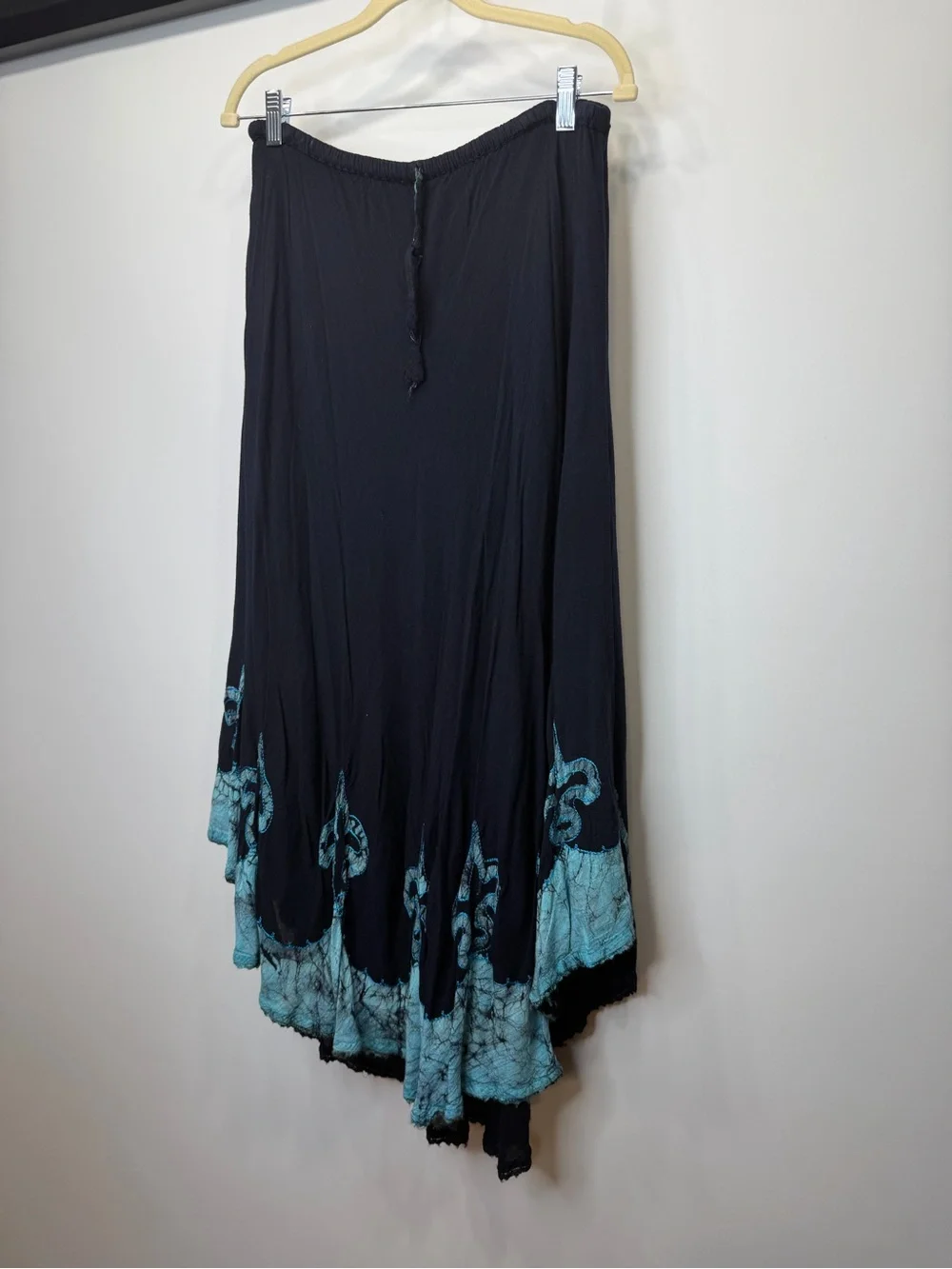 Navy Maxi Skirt with Turquoise Hem Accent